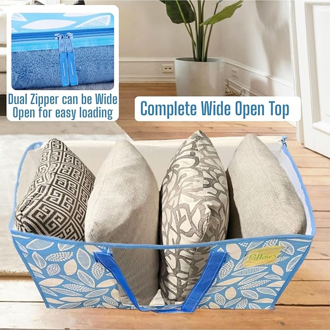 VENO 6 Pack Heavy Duty Moving Bags, Clothes and Comforter Storage Bags with Clear Window, College Dorm Essentials Packing Supplies, Foldable Boxes Alternative (Spring Breeze, 6 Pack)