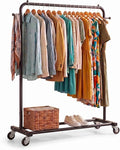 Sywhitta Metal Clothing Rack on Wheels with Bottom Shelf, for Clothes,Black | Rolling Garment Rack for Hanging Clothes, Coats, Skirts, 39.76" L x 16" W x 63.78" H,Space-Saving Mobile Organizer for Closet