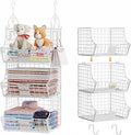 Hanging Closet Organizers and Storage, 5 Tier Closet Shelf Clothes Organizer with 2 S-Hooks, Multi-Functional Iron Wire Baskets, for Clothing, Sweaters, Handbags, Hat, Canned