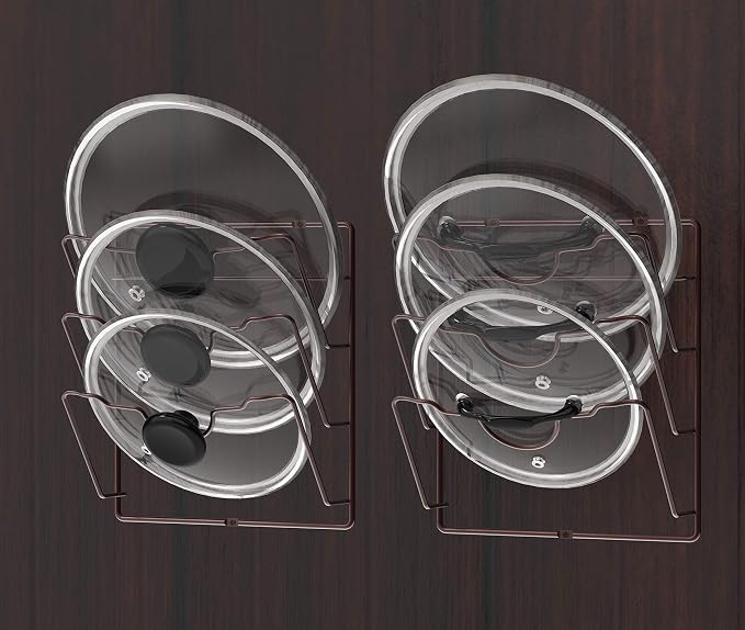 Simple Houseware Cabinet Door/Wall Mount Pot Lid Organizer Rack, Bronze | Cabinet Door/Wall Mount Pot Lid Organizer Rack