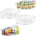 iDesign Clear Plastic 1/4 Wedge Bin, 4-Pack | Corner Lazy Susan Cabinet, Kitchen Cabinet Organizer