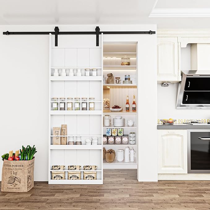 Sliding Barn Doors -Four Levels Bookshelf Style Design Installation Hardware Kit Included,30'' x 84''