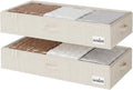 StorageWorks Large Under Bed Storage Containers with Handles and Label Holder, 2 Pack Ultra-thick Fabric Underbed Bins, White and Black Stripes