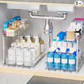 Yieach 2 Pack 14.5″ Deep Pull Out Under Sink Organizer,10.8″ High 2 Tier Slide Out Cabinet Organizer for Kitchen Cabinet,Undersink Organizers,Under Sink Shelves,Bathroom Organizers and Storage,Clear