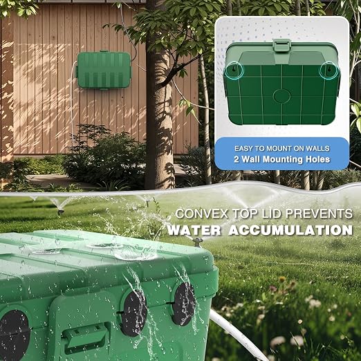 Flemoon Large Outdoor Electrical Box (12.5 x 8.5 x 5 inch), IP54 Waterproof Outdoor Extension Cord Cover Weatherproof, Protect Outlet, Plug, Socket, Timer, Power Strip,Green