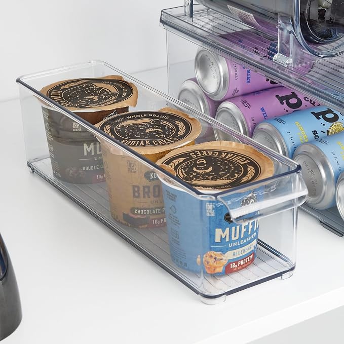 iDesign Stackable Fridge Storage Bin with Handle, Set of 3, Clear | Ideal for Fridge and Freezer, Made in USA