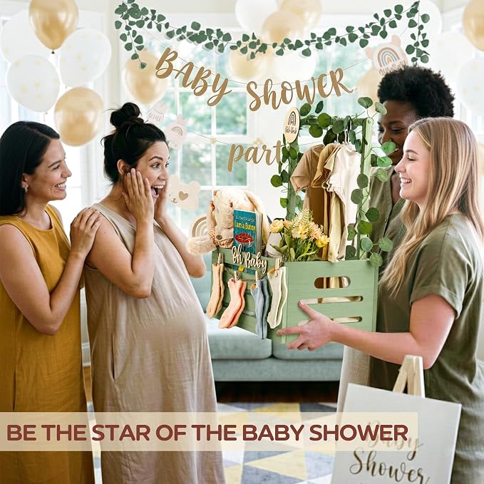 Wooden Baby Shower Crate Closet - Personalized Baby Gift Baskets with Hangers, Large Sage Green Newborn Shower Crate Box for New Mom Boys Girls