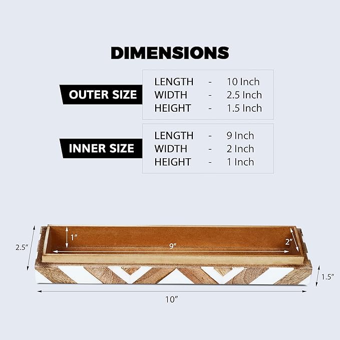 Handicrafts Home White Decorative Storage Box with Lid Wood Entryway Organizer Key Holder Box Console Table Storage for Hallway – Resin Inlay Marquet Array Collection- 10x2.5x1.5