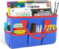 Desktop Tote and Organizer, Teacher Helper Bag for Arts, Books, Stationery, Office Desk, Make-up Storage with Handles for Travel (Blue)