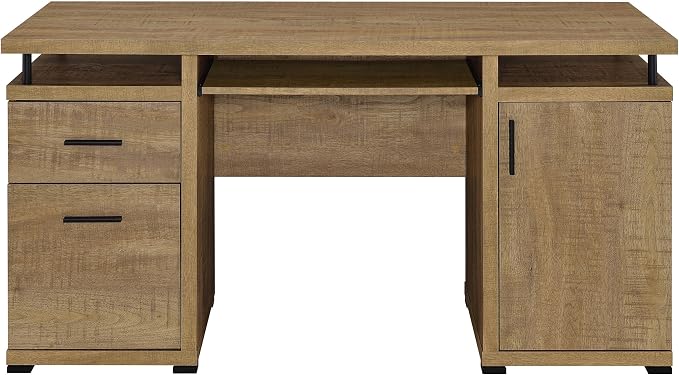 Coaster Home Furnishings - Tracy - Wood - 2-Drawer Computer Desk with Rectangular Design, Keyboard Tray, and Raised Top - Home Office - Mango - 800788
