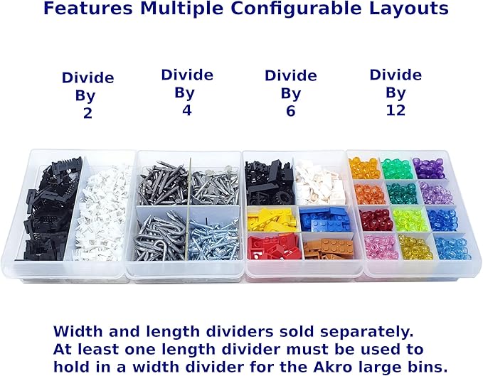 (6-Pack) Large Drawer Configurable Length Dividers compatible with Akro-Mils Plastic Storage Craft Cabinets, (Dividers Only)