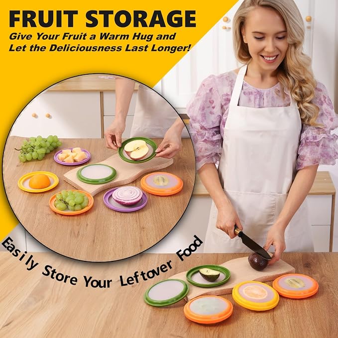 SOOPLEU Double-Sided Avocado Saver & Onion Storage, 4Pcs Food Holder | Upgraded Double-Sided Silicone! 4Pcs Avocado Saver & Onion Storage. Keeps garlic, tomato & produce fresh in fridge containers