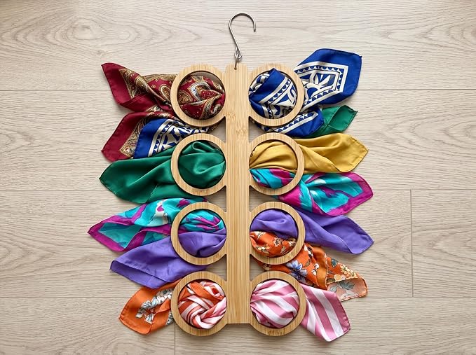 Scarf Hanger Holder Organizer Tank Top Hanger 8 Hook Space Saving Closet Accessory for Closet, Dorm & Home,Scarfs,Ties (1, Full Round Closed Hanger)