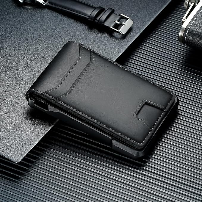 furid Genuine Leather Wallet for Men: Slim RFID Smart Minimalist Wallet | Credit Card Holder for Front Pocket wallet with Money Clip Full Grain - Gifts for Husband Father on Birthday Anniversary