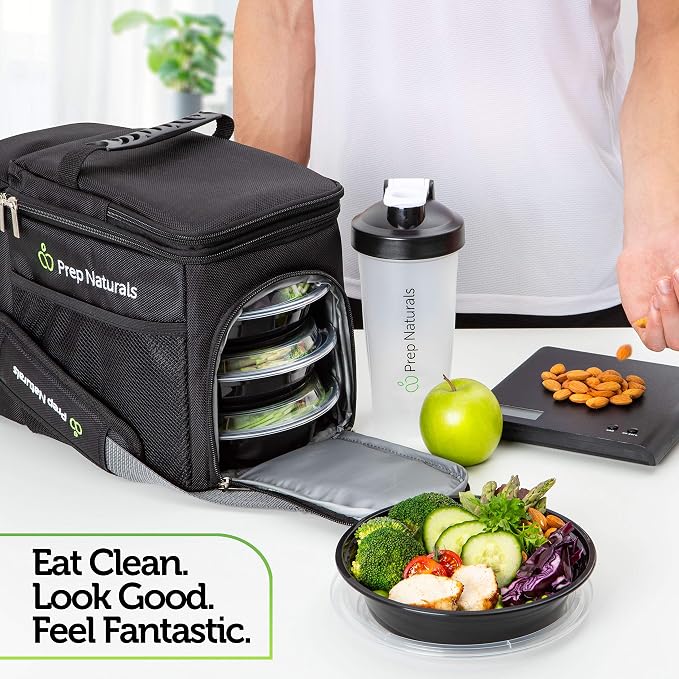 PrepNaturals Reusable Plastic Containers with Lids, 60 Pack, Black, Meal Prep Bowls, Lunch Containers, BPA, PVC and Phthalate Free, Microwave and Freezer Safe | Reusable BPA-Free Meal Prep Containers - Leak-Proof Lids, Microwave & Freezer Safe for Port...