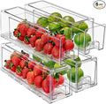 Sorbus Small Clear Acrylic Storage Drawers (4 Pack) - Stackable Plastic Organizer Bins for Fridge, Freezer, Pantry, and Bathroom