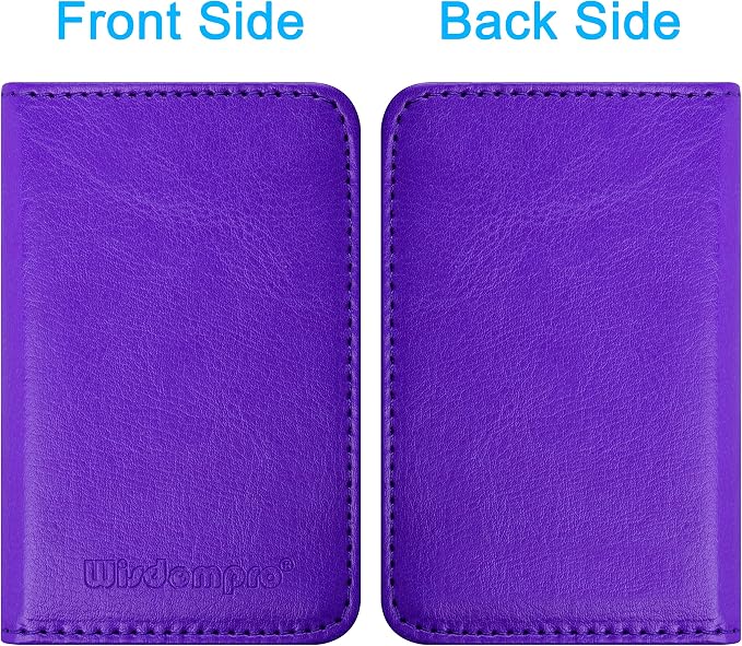 Wisdompro Business Card Holder, 2-Sided Folio Name Card Case | PU Leather Credit Card Holder Wallet with Magnetic Shut, Ultra Slim and Thin, for Business Cards & ID Cards, Men and Women