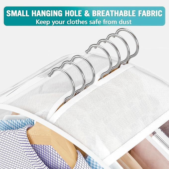 6 Pack Clear Garment Bags for Hanging Clothes 10”Gusseted, Suit Bags for Closet Storage, Hanging Plastic Clothes Cover for Coat, Dress, Fur, Shirt（24x10x40In）