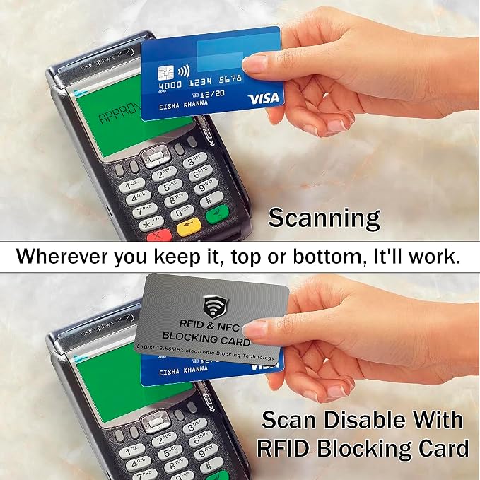 SaiTech IT 10 Pack RFID Blocking Card for Credit Debit ID Card, Grey | Slim Anti-Theft Contactless NFC RFID Blocker Protector, Easily Fit into Wallet and Purse, for Men & Women