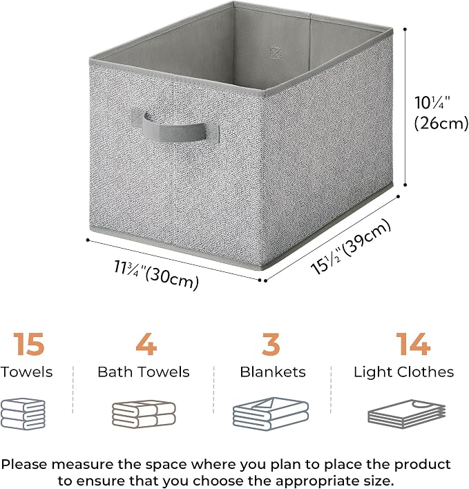 GRANNY SAYS Closet Storage Bins, Storage Baskets for Organizing, Fabric Storage Bins with Handles, Clothing Storage Containers for Organization Wardrobe, Gray, Large, 3-Pack