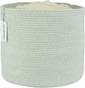 XUANGUO Cotton Rope Woven Basket, 16x14 in Kids Laundry Basket, light green | Round blanket basket and small laundry basket; baby hamper or nursery storage bin for girls, boys, toys, clothes and shoes
