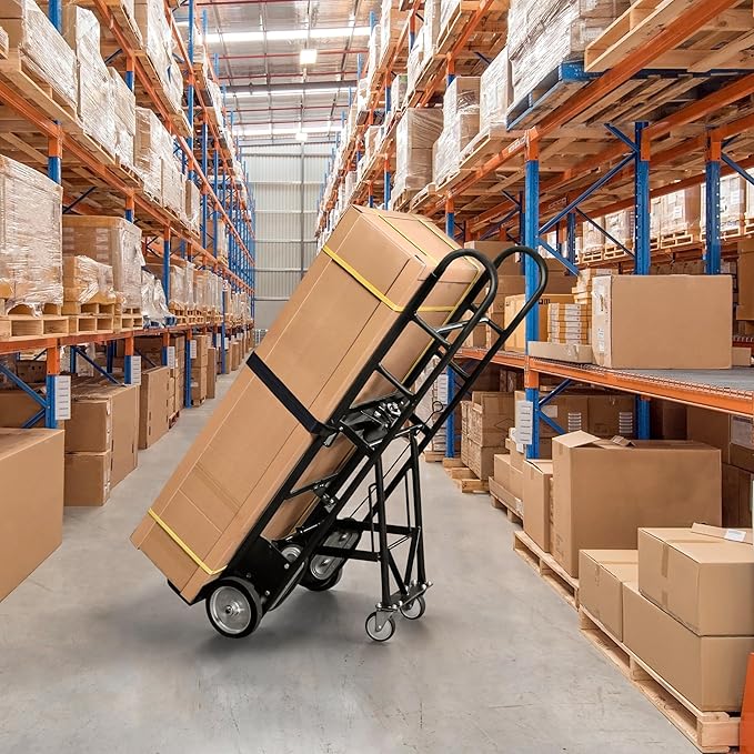 Olympia Tools 1200lbs Appliance Auto-Recoil System Hand Truck - Heavy Duty Hand Cart - Industrial Stair Climbing Furniture Dolly - Dual Aluminum Hand Truck & Rubber Treads Wheels for Stairs Climber