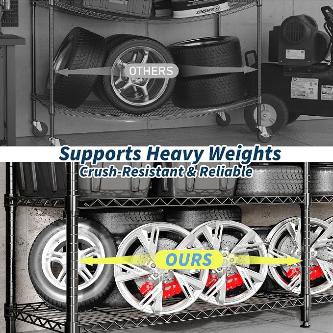 4-Tier Metal Shelving Unit, Heavy Duty Storage Shelves Adjustable Garage Shelf, Easy Assembly, for Basement, Kitchen & Pantry Room Organization, 13.8" D x 60" W x 59.5" H