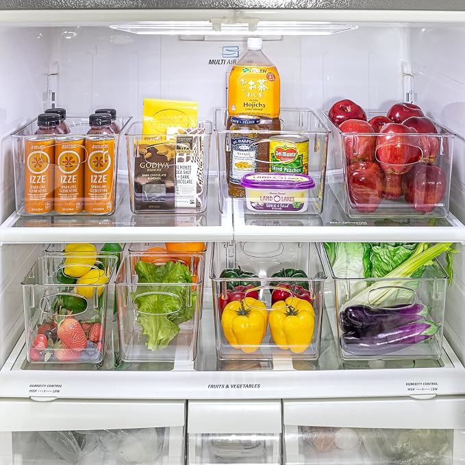 Sorbus Small Clear Plastic Storage Bins for Shelves, Clothes, with Handle - Clear Storage Bins, Drawer, Shelf, Closet, Pantry, Fridge, Freezer Organizer Bins, Closet Organizers and Storage (8 pack)