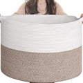 Goodpick Extra Large Woven Blanket Basket Living Room & Playroom, 115L | 23.5 x 23.5 x 15.8 In Woven Basket for Storage, Kids Toy Storage for Playroom, Laundry Basket for Towels, Mele