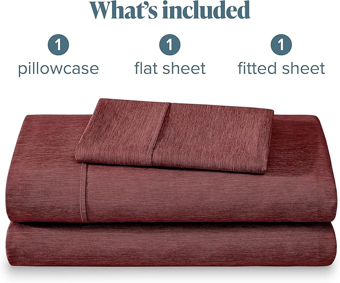 Bare Home Twin Sheet Set - 1800 Ultra-Soft Microfiber Double Brushed - Deep Pockets - Easy Fit - Extra Soft - 3 Piece Set - Bed Sheets (Twin, Heathered Rose)