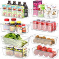 Simple Houseware 8 Pack Clear Fridge Storage Bins Organizer (12"x6.2"x3.4") | for Cabinet / Pantry / Refrigerator / Freezer / Kitchen