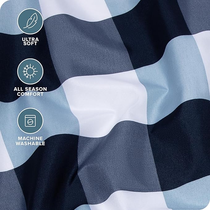 Bare Home Twin Sheet Set - Luxury 1800 Ultra- Soft Double Brushed Microfiber - Deep Pockets - Easy Fit - 3 Piece Bedding Sheet Set (Twin, Gingham Blue)