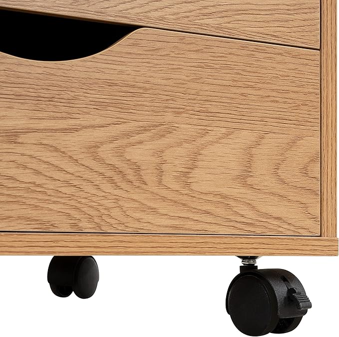 Naomi Home 5 Drawer Office Storage File Cabinet, Under Desk Cabinets for Organization Filing Cabinet with Wheels, Printer Stand Storage, 180 lbs Capacity - Natural (11398AM)