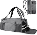 Gym Bag for Men with Shoes Compartment and Wet Pocket Convertible Duffle Bag and Gym Backpack Waterproof Sports Bags for Men with 2 Bottle Holders Multipurpose Weekender Overnight Bag - Grey