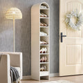 IFGET 67" Tall Arched Shoe Storage Cabinet, 8 Tiers 8 Pairs Wooden Shoe Rack with 3 Adjustable Shelves, Freestanding Shoe Closet Shelf Organizer for Entryway, Hallway, Living Room (Antique White)