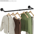 Wall Mounted Clothes Rack, Industrial Pipe Clothing Rack 28 Inch Black, Wall Clothes Hanger for Bedroom, Cloakroom, Closet, Hallway, Boutique Display, Drying Racks Wall-Mount for Laundry