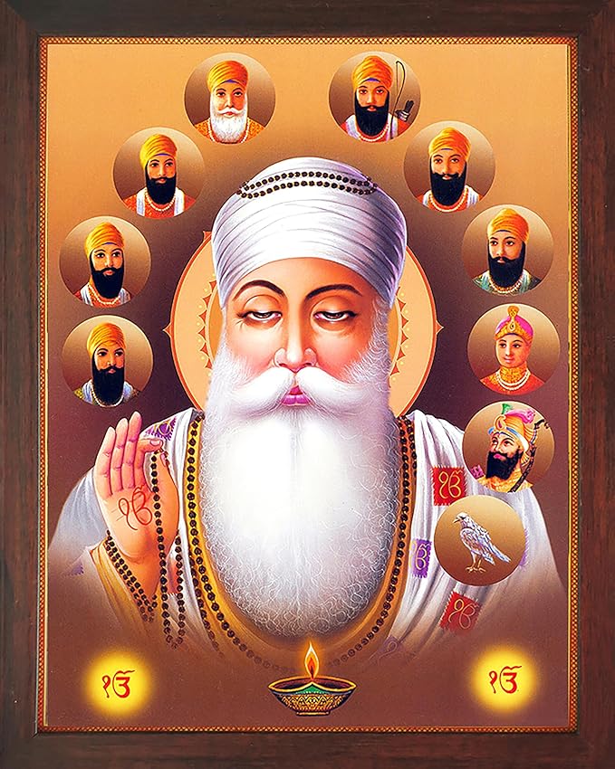 Lord Sikh Guru poster print with frame for Home Decor and Gifting Purpose (229-3)