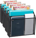 Mind Reader Vertical File Storage, Desktop Organizer, Wall Mount, Office, Metal Mesh, 12.5" L x 3.75" W x 11.5" H, Black (Pack of 4)