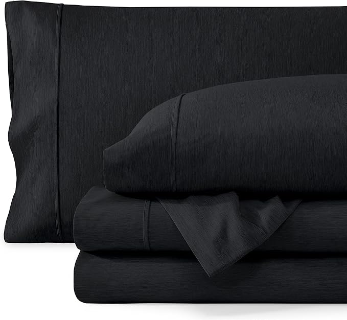 Bare Home Twin Sheet Set - 1800 Ultra-Soft Microfiber - Double Brushed - Deep Pockets - Easy Fit - Extra Soft - 3 Piece Set - Bed Sheets (Twin, Heathered Black)