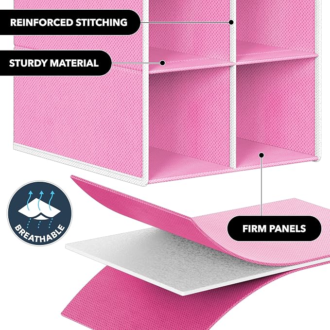 Simple Houseware 20 Section Shelves Hanging Shoes Organizer, Pink | Dual Metal Hooks, 10 Tier, Holds Up to 20 lbs, for Narrow Space