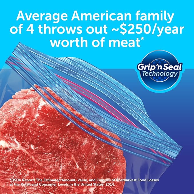 Ziploc Quart Food Storage Freezer Bags, New Stay Open Design with Stand-Up Bottom, Easy to Fill, 75 Count