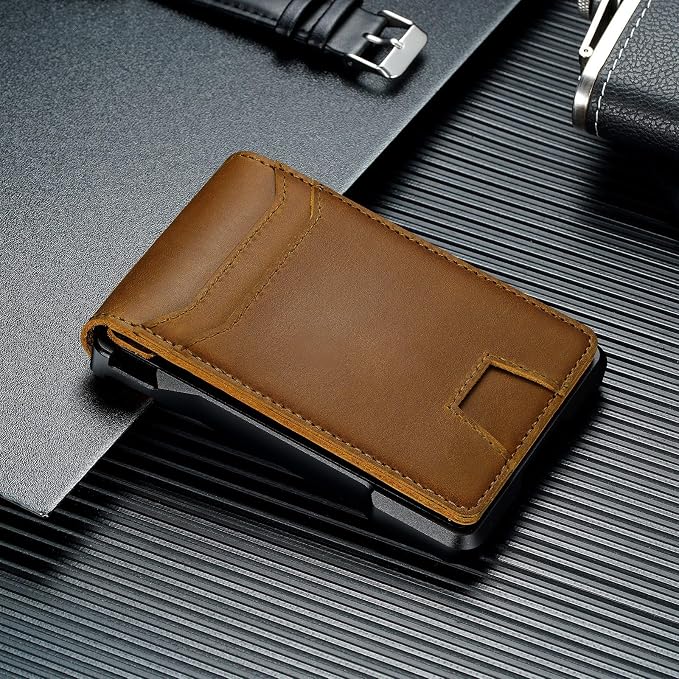 furid Genuine Leather Wallet for Men: Slim RFID Smart Minimalist Wallet | Credit Card Holder for Front Pocket wallet with Money Clip Full Grain - Gifts for Husband Father on Birthday Anniversary