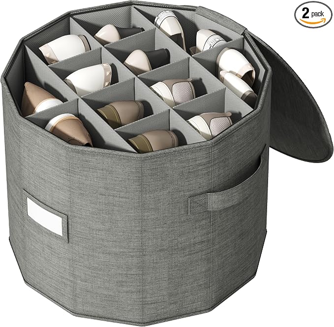 Vailando Round Shoe Organizer, Fan Dividers for Wide Shoes & Boots, Gray, 2 Pack (Gray, 1 PACK)