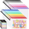 Sooez 36 Pack Mesh Zipper Pouch with Sticky Labels, A4 Mesh Bags, Sturdy Letter Size File Folders Organizer, Office School Classroom Teacher Supplies, Toy Storage Bag Board Game Puzzles Organization