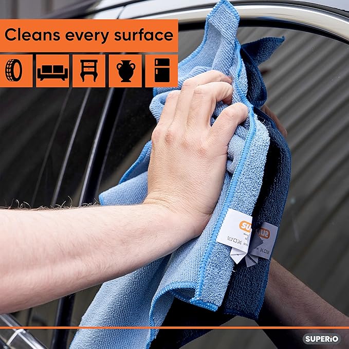 Superio Microfiber Cleaning Cloth for Cars, Kitchen Cleaning Cloths, 16" Micro Fiber Towels for House, Bathroom Absorbent All-Purpose Streak-Free lint-Free Wash Cloths (2 Pink, 2 Blue, 2 Orange)