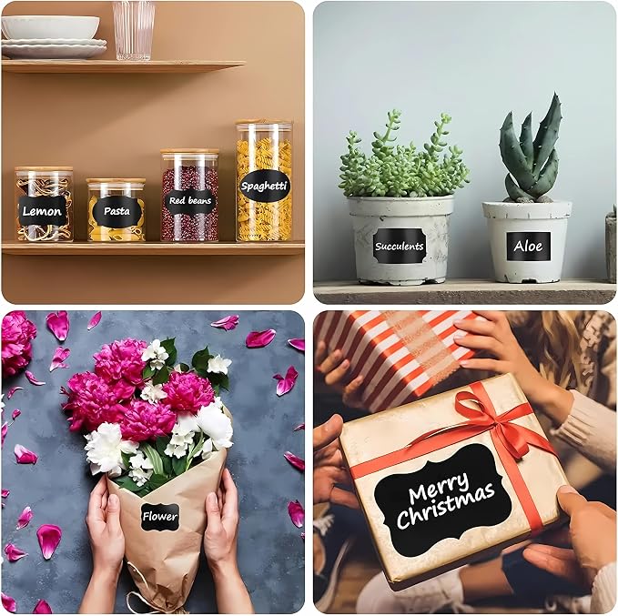 244pcs Chalkboard Labels Bulk with 2 Chalk Marker, Labels for Jars | Erasable Reusable labels for Jars, Craft Rooms,Storage, Pantry Containers and Storage Bin Organize Your Home Kitchen