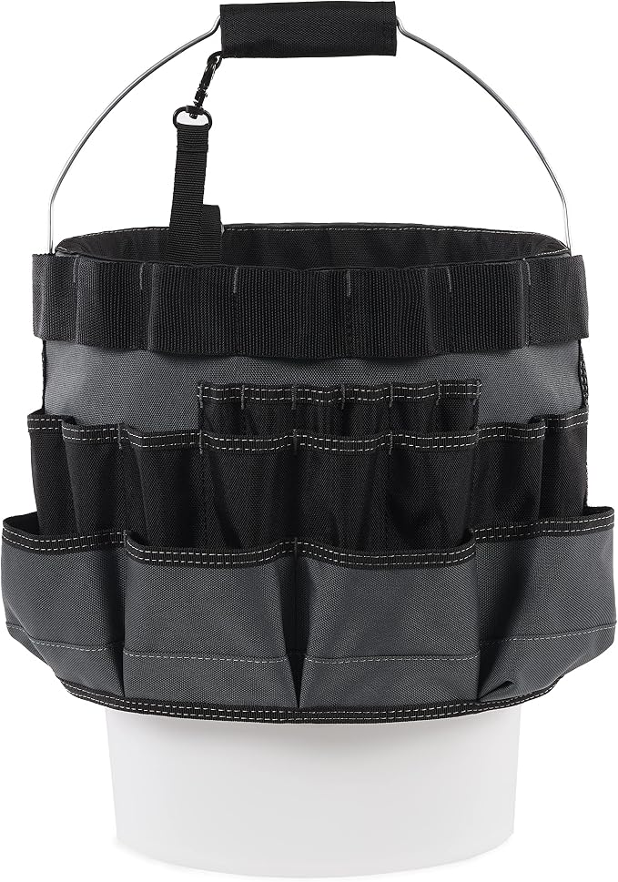 ToughBuilt - 5-Gallon Bucket Organizer, 60-Pocket Tool Organizer, TB-85 | 60 Pockets & Loops, 1680D Ballistic Fabric, Reinforced Construction, Fits 5-Gallon Buckets, Contractor Grade, Jobsite Ready