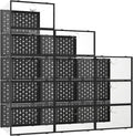 Pinkpum 12 Pcs XLarge Shoe & Sneaker Storage Organizer Box Clear Plastic Stackable Closet Black