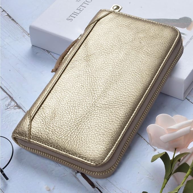 Easyoulife Credit Card Holder Wallet Womens Zipper Leather Case Purse RFID Blocking