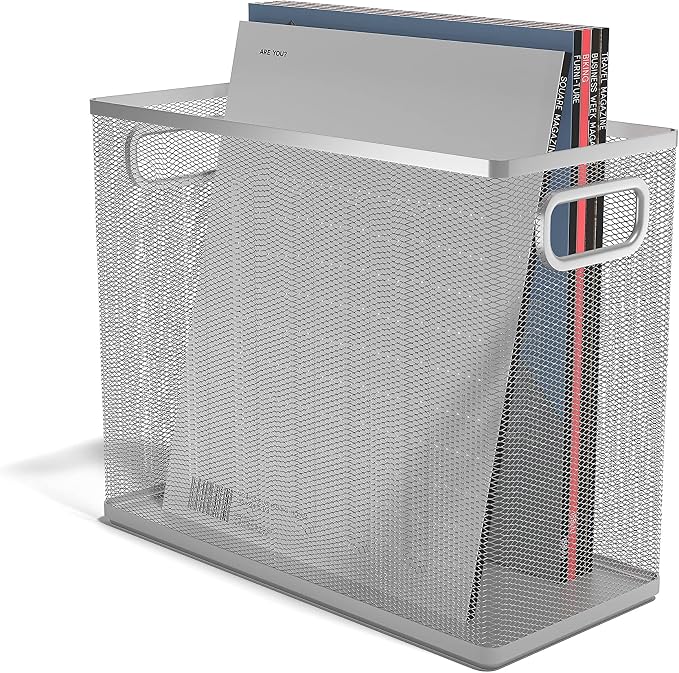 TRU RED Wire Mesh File Organizer, Silver, 2‑Pack – Vertical Desktop Sorter for Files, Folders & Mail